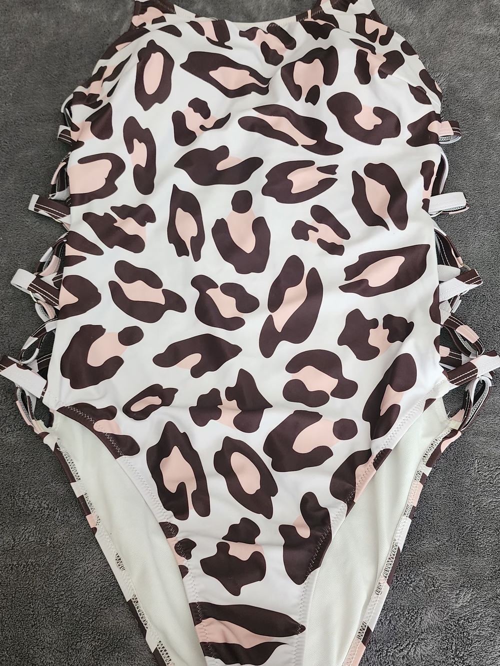 Leopard Print One-Piece Swimsuit in Pink & Brown